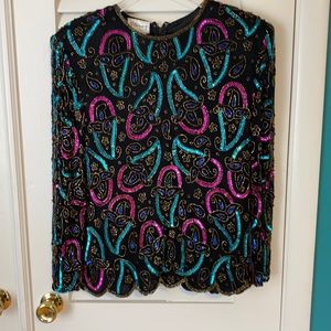 Stenay Silk Beaded Long Sleeve Top Size S